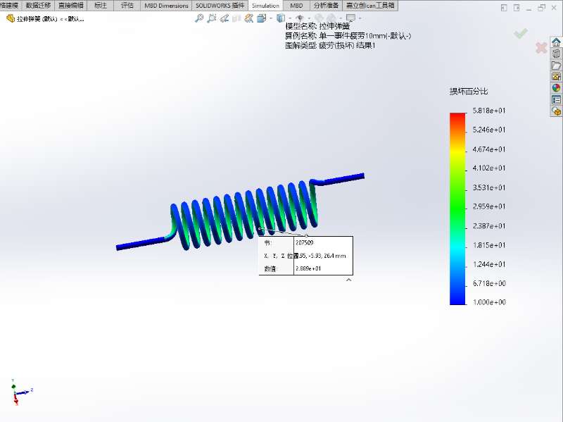 计算交替应力手段 应力强度(P1-P3) 顺坏 10mm